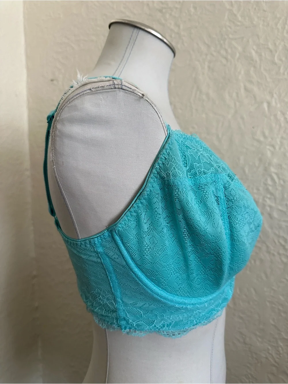 Freya Fancies Underwire Long Line Bra Bright Aqua Blue Lace 36H